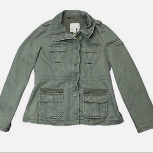 American Eagle Military Jacket Womens  Army Green Field Coat Full Zip